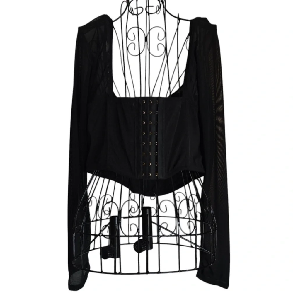 NWT By Anthropologie Long-Sleeve
Mesh Crop Top, Size XL - Picture 7 of 14